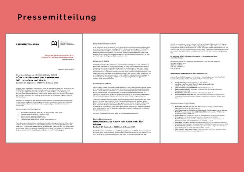 Museum Wilhelm Busch – Pressemitteilung zur Sonderausstellung mit Begleitprogramm
